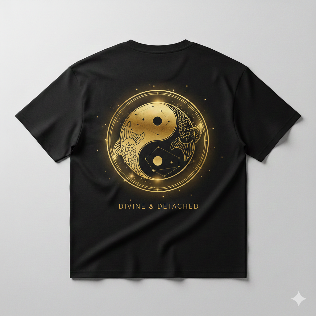 "Divine & Detached" Pisces Gold Graphic Tee