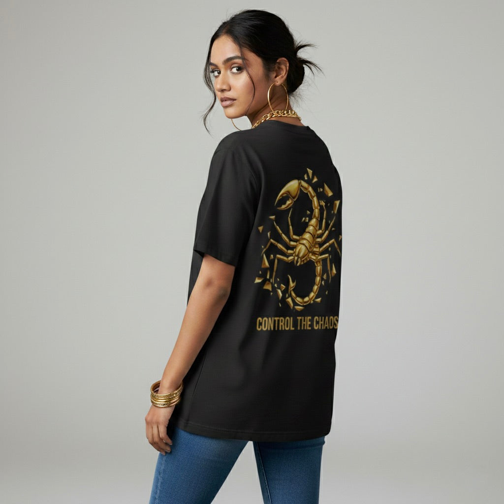 "Control The Chaos" Scorpio Gold Graphic Tee