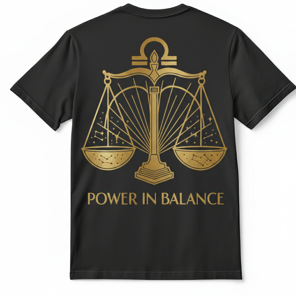 "Power In Balance" Gold Libra Premium Tee