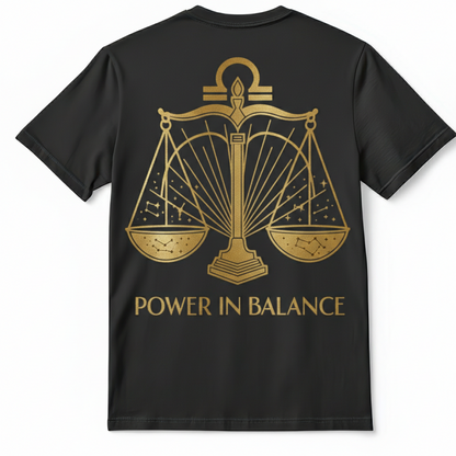"Power In Balance" Gold Libra Premium Tee