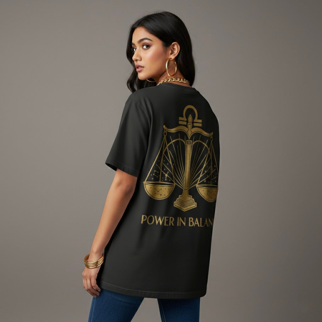 "Power In Balance" Gold Libra Premium Tee