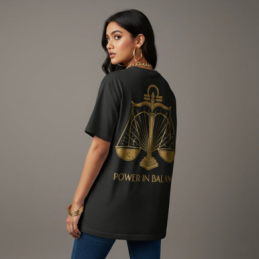 "Power In Balance" Gold Libra Premium Tee