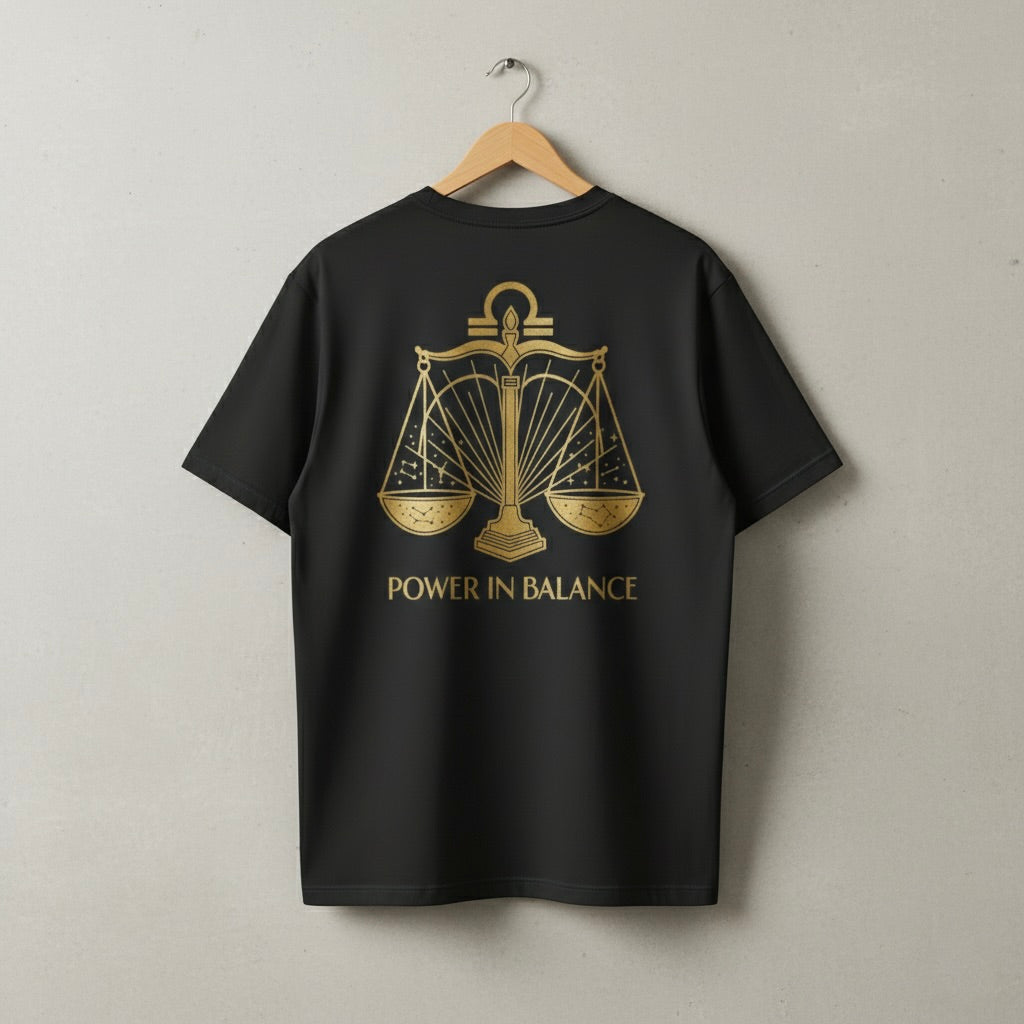 "Power In Balance" Gold Libra Premium Tee