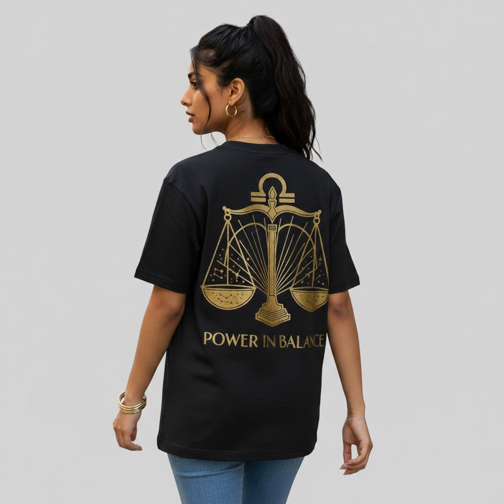 "Power In Balance" Gold Libra Premium Tee