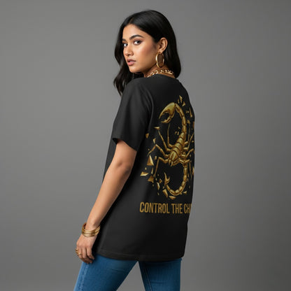 "Control The Chaos" Scorpio Gold Graphic Tee