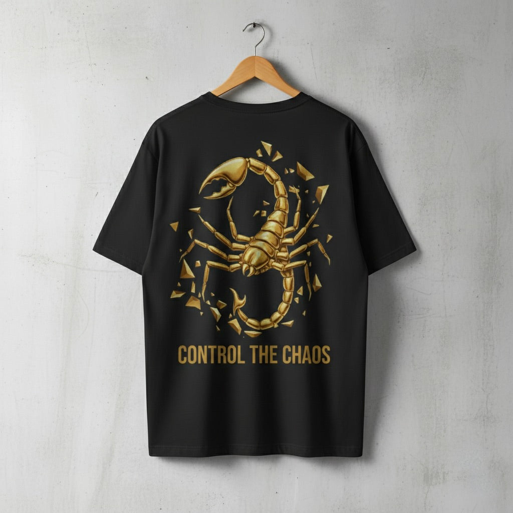 "Control The Chaos" Scorpio Gold Graphic Tee