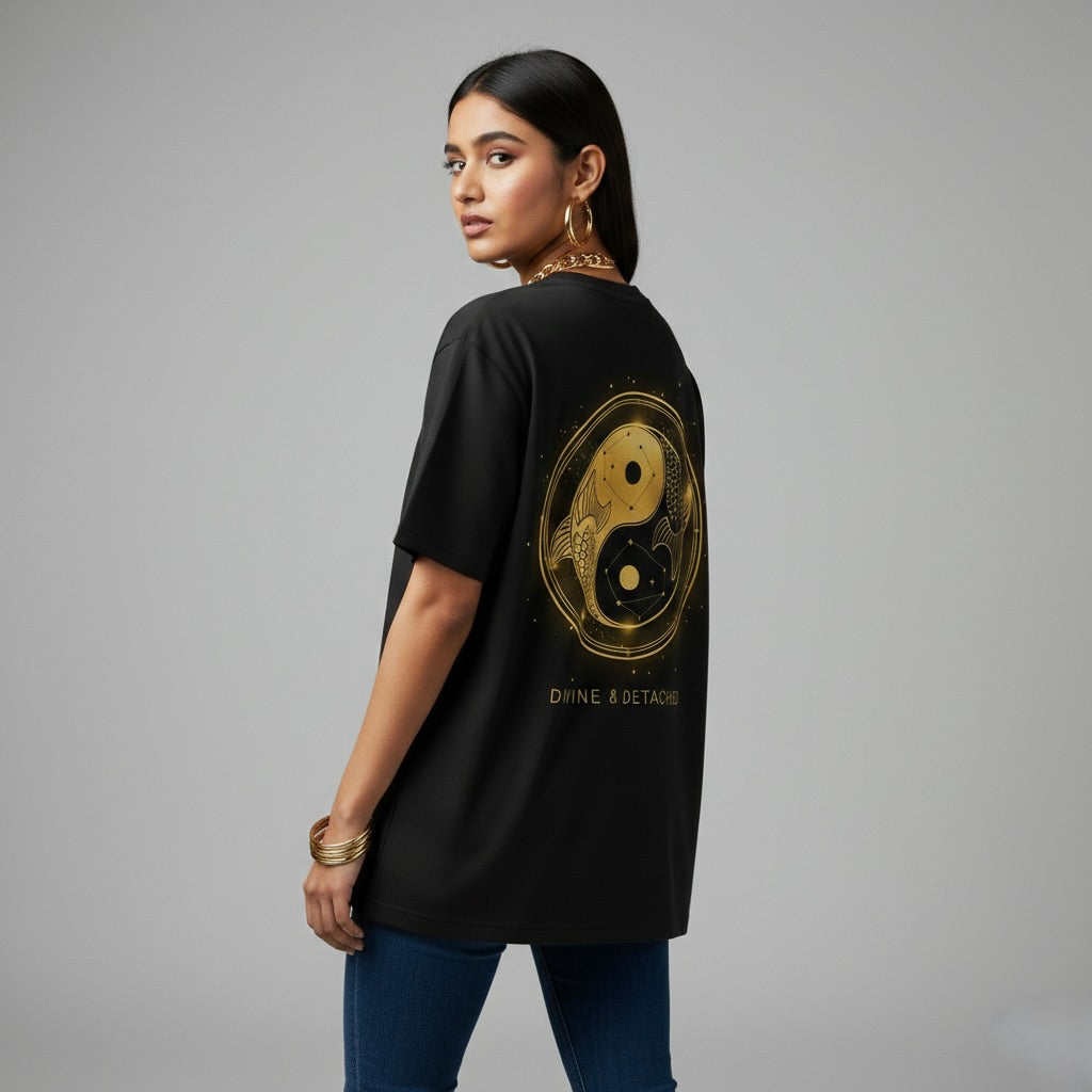 "Divine & Detached" Pisces Gold Graphic Tee
