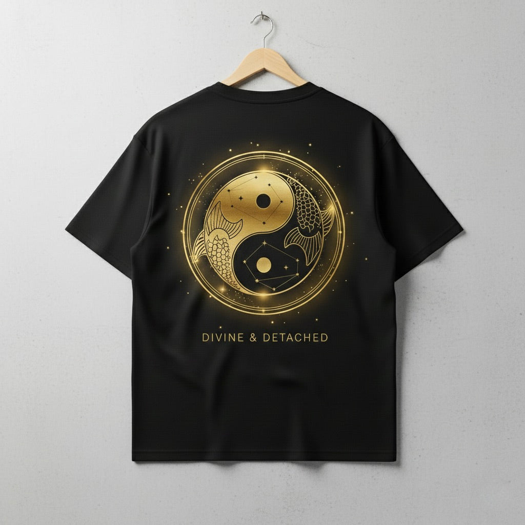 "Divine & Detached" Pisces Gold Graphic Tee