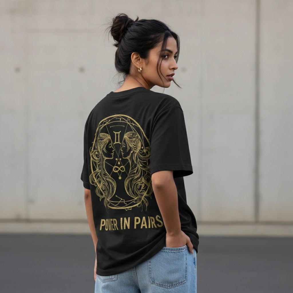 "Power In Pairs" Gold Gemini Premium Tee