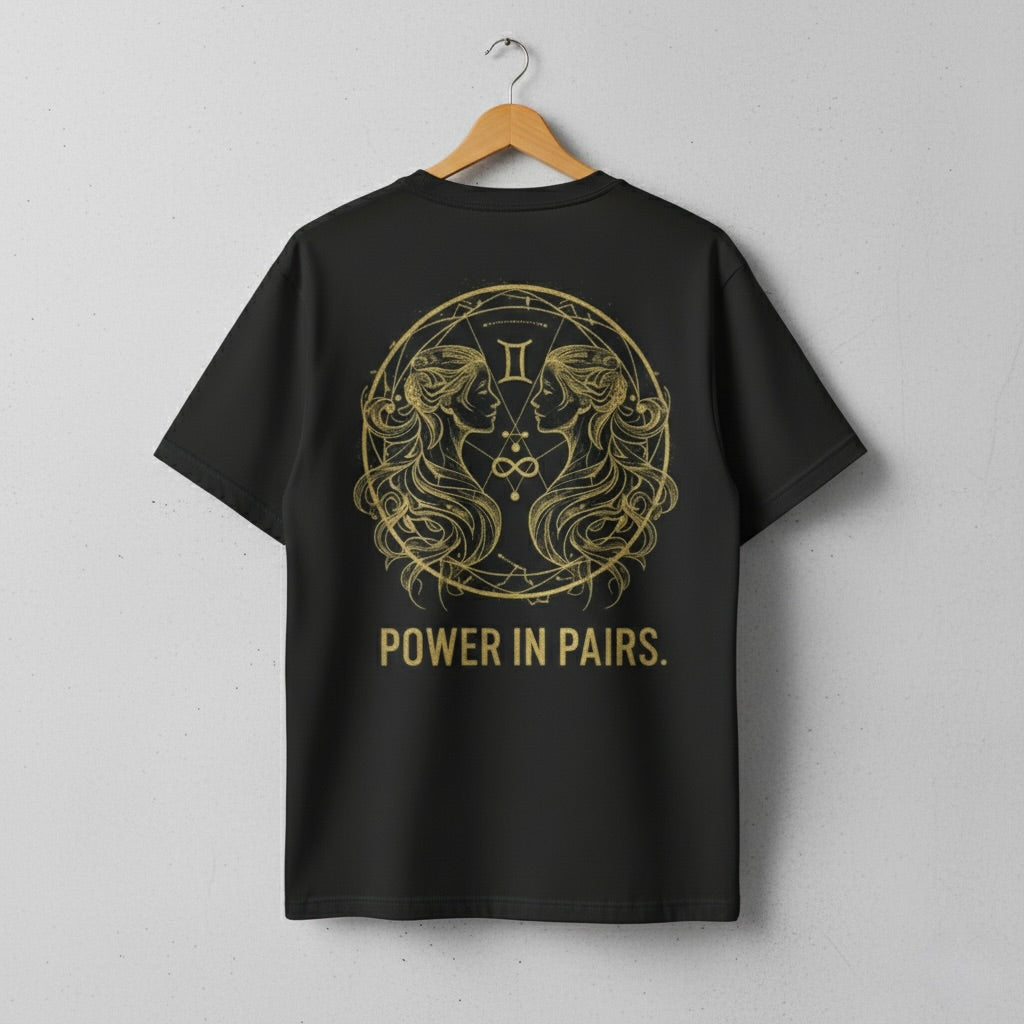 "Power In Pairs" Gold Gemini Premium Tee