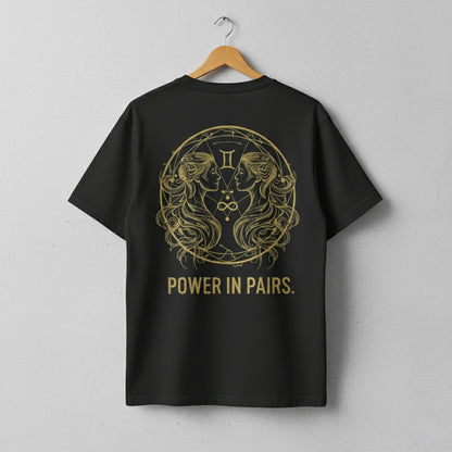 "Power In Pairs" Gold Gemini Premium Tee